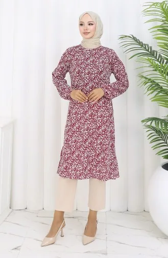 Patterned Tunic 1003B-01 Claret Red 1003B-01