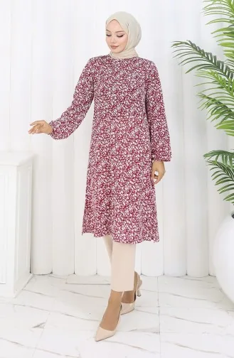 Patterned Tunic 1003B-01 Claret Red 1003B-01