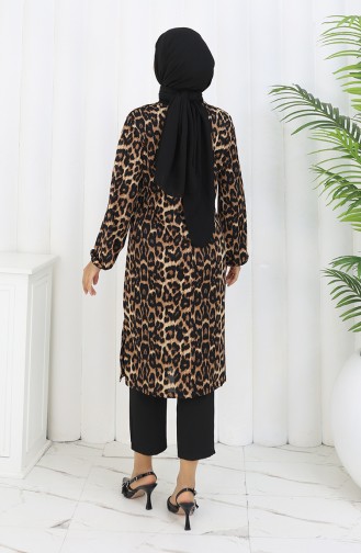 Leopard Patterned Tunic 1003C-01 Brown 1003C-01