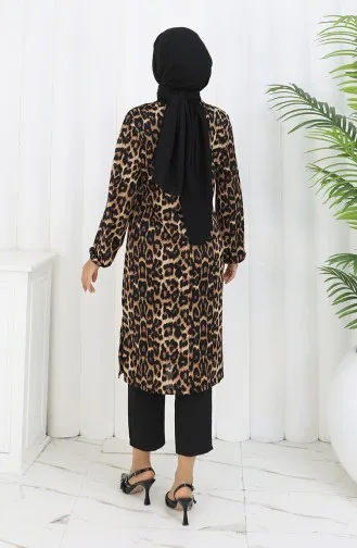Leopard Patterned Tunic 1003C-01 Brown 1003C-01