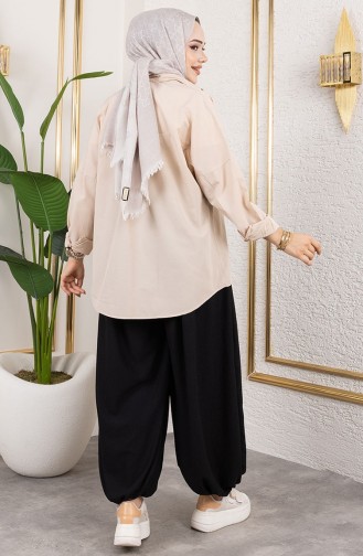 Pantalon Shalwar à Taille élastique 0001-01 Noir 0001-01