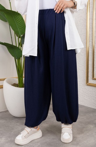 Pantalon Shalwar à Taille élastique 0001-07 Bleu Marine 0001-07