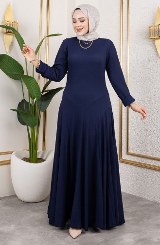 Crêpe Kleid Mit Volant 7132-02 Dunkelblau 7132-02