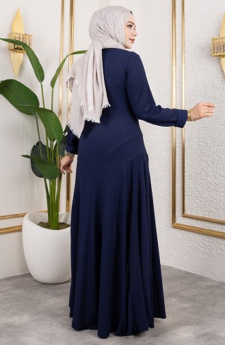 Crêpe Kleid Mit Volant 7132-02 Dunkelblau 7132-02