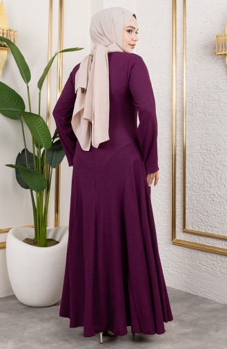 Flounce Detailed Crepe Dress 7132-03 Purple 7132-03