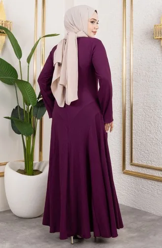 Volan Detaylı Bürümcük Elbise 7132-03 Mor 7132-03