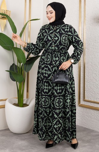 Viscose Jurk Met Tailleband 7134-01 Amandelgroen 7134-01