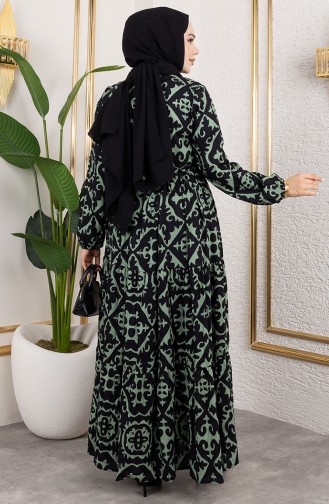 Viscose Jurk Met Tailleband 7134-01 Amandelgroen 7134-01