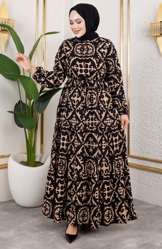 Viscose Jurk Met Gestrikte Taille 7134-02 Mink 7134-02