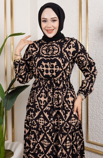 Viscose Jurk Met Gestrikte Taille 7134-02 Mink 7134-02