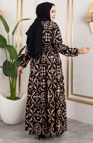 Viscose Jurk Met Gestrikte Taille 7134-02 Mink 7134-02