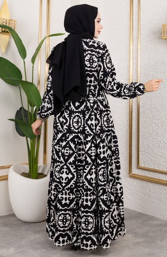 Viscose Jurk Met Tailleband 7134-03 Zwart 7134-03