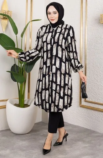 Checkered Viscose Tunic 0176-01 Mink 0176-01
