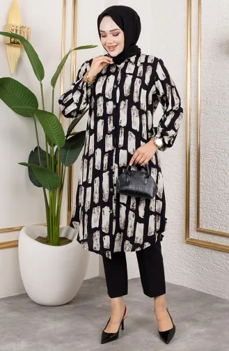Checkered Viscose Tunic 0176-01 Mink 0176-01