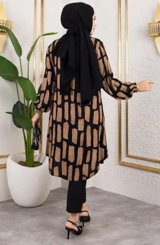 Checkered Viscose Tunic 0176-02 Brown 0176-02