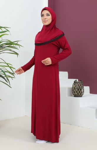 Viscose Gebedsjurk Met Hoofddoek 4485-01 Bourgondië 4485-01