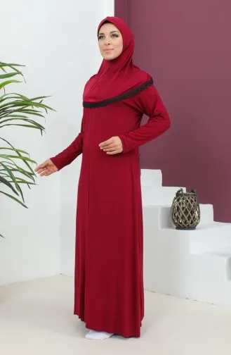 Viskose Gebetskleid Mit Kopftuch 4485-01 Burgund 4485-01