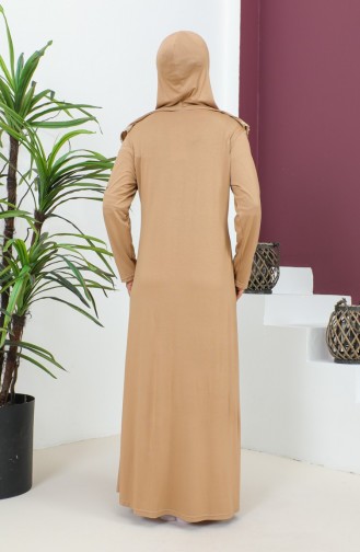 Viscose Gebedsjurk Met Hoofddoek 4485-04 Melkkoffie 4485-04