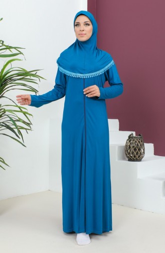 Viscose Gebedsjurk Met Hoofddoek 4485-05 Turquoise 4485-05