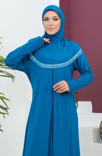 Viscose Gebedsjurk Met Hoofddoek 4485-05 Turquoise 4485-05