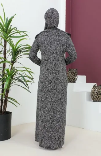 ثوب صلاة من الفيسكوز المنقوش 4487A-02 أسود 4487A-02