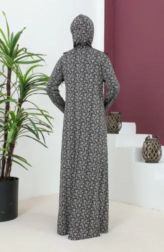 Patterned Viscose Prayer Dress 4487D-01 Black 4487D-01