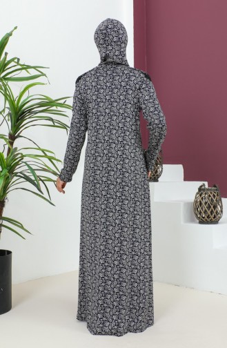 ثوب صلاة من الفيسكوز المنقوش 4487D-02 أزرق داكن 4487D-02