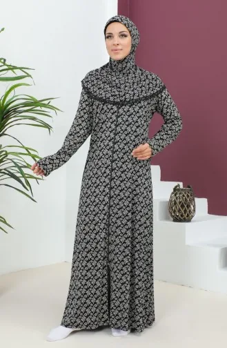ثوب صلاة من الفيسكوز المنقوش 4487E-02 أسود 4487E-02