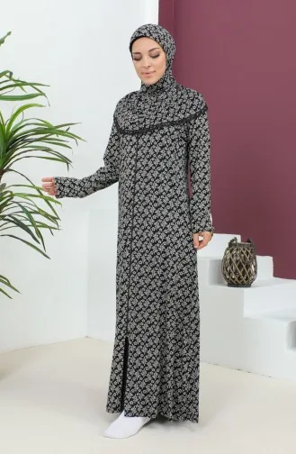 ثوب صلاة من الفيسكوز المنقوش 4487E-02 أسود 4487E-02