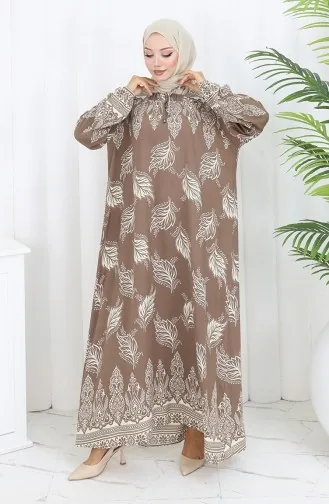 Viscose Collar Dress With Water Skirt 984585A-01 Mink 984585A-01