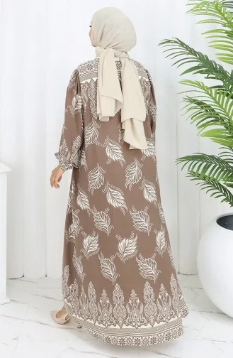 Viscose Collar Dress With Water Skirt 984585A-01 Mink 984585A-01