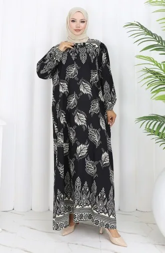 Viscose Collar Dress With Water-Solid Skirt 984585A-02 Black 984585A-02