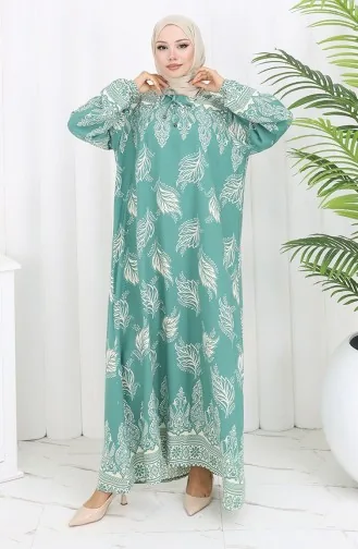 فستان بياقة فيسكوز وتنورة بلون مائي 984585A-04 أخضر نعناعي 984585A-04