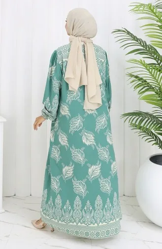 فستان بياقة فيسكوز وتنورة بلون مائي 984585A-04 أخضر نعناعي 984585A-04