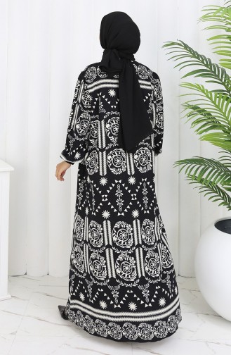 Viscose Collar Dress With Water-Solid Skirt 984585B-01 Black And White 984585B-01