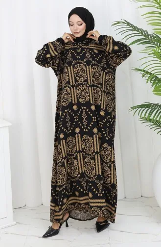 Viscose Collar Dress With Water-Solid Skirt 984585B-02 Black Mink 984585B-02