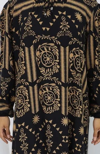 Viscose Collar Dress With Water-Solid Skirt 984585B-02 Black Mink 984585B-02