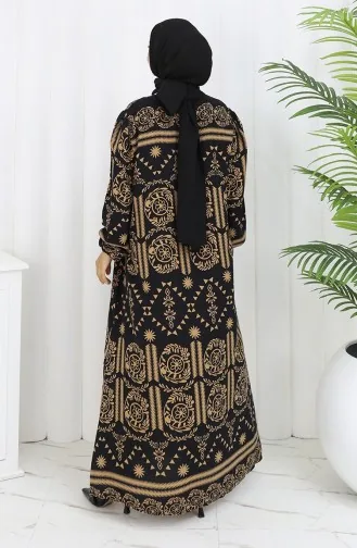 Viscose Collar Dress With Water-Solid Skirt 984585B-02 Black Mink 984585B-02