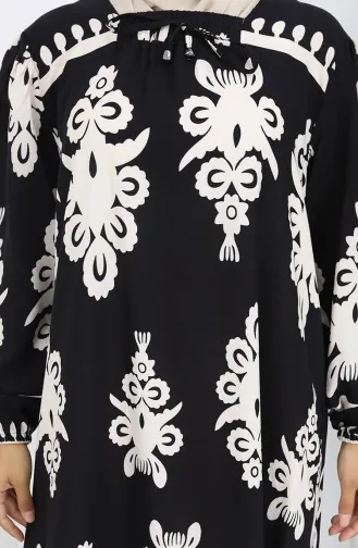 Viscose Collar Dress With Water-Solid Skirt 984585C-01 Black And White 984585C-01