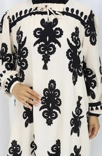 Viscose Collar Dress With Water-Solid Skirt 984585C-02 White Black 984585C-02