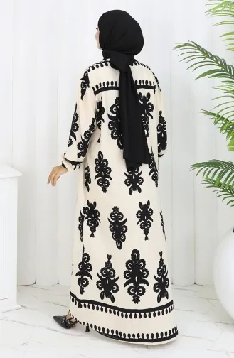 Viscose Collar Dress With Water-Solid Skirt 984585C-02 White Black 984585C-02