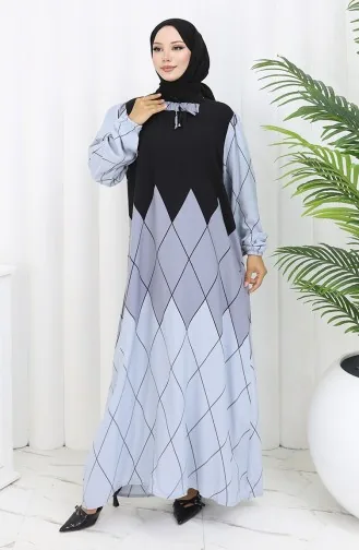 Eteği Sulu Viskon Yaka Elbise 984585D-01 Siyah