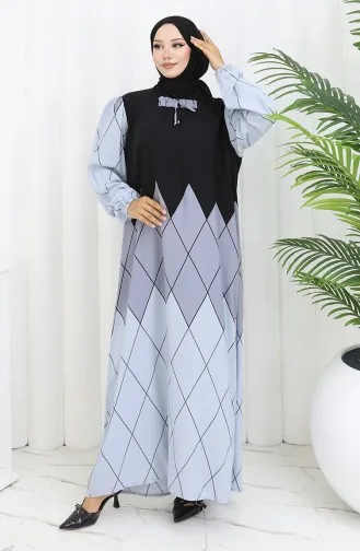 Eteği Sulu Viskon Yaka Elbise 984585D-01 Siyah