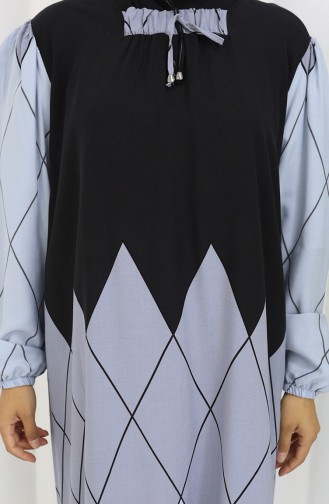 Viscose Collar Dress With Water-Solid Skirt 984585D-01 Black 984585D-01