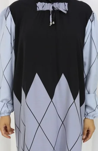 Eteği Sulu Viskon Yaka Elbise 984585D-01 Siyah