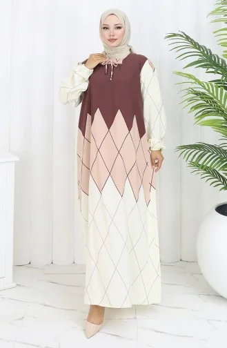 Viskose-Kragenkleid Mit Wasserfestem Rock 984585D-02 Nerz 984585D-02