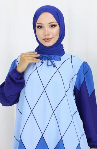 Viscose Kraagjurk Met Watervaste Rok 984585E-03 Indigo 984585E-03