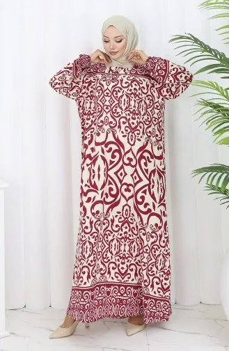 فستان بياقة فيسكوز وتنورة بلون مائي 984585F-02 أبيض فوشيا 984585F-02