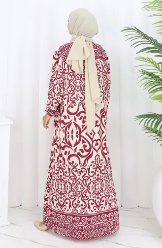 فستان بياقة فيسكوز وتنورة بلون مائي 984585F-02 أبيض فوشيا 984585F-02