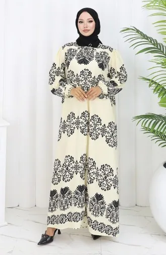 Viscose Kraagjurk Met Watervaste Rok 984585G-01 Wit Zwart 984585G-01